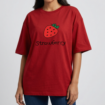 Drop shoulder T-shirt for Women (Red)
